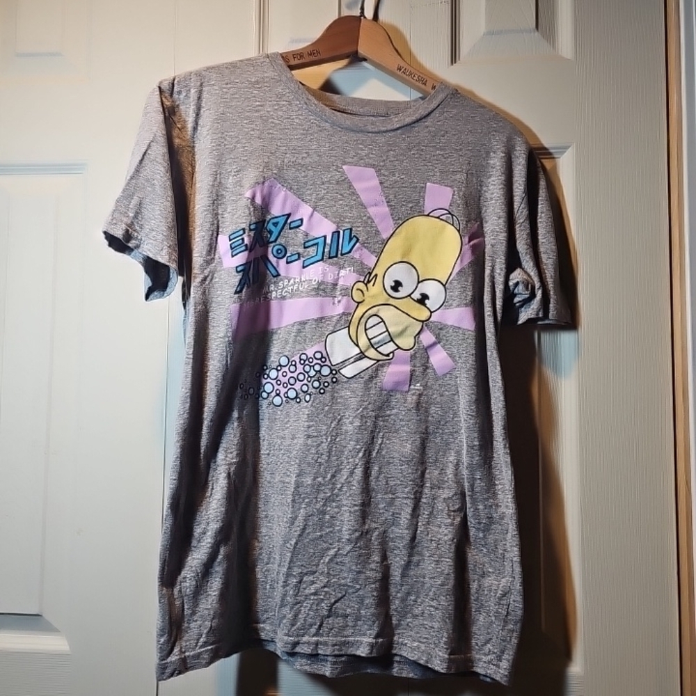 Retro The Simpsons Mr. Sparkle Japanese Homer T-Shirt Detergent Ad - Gray Medium